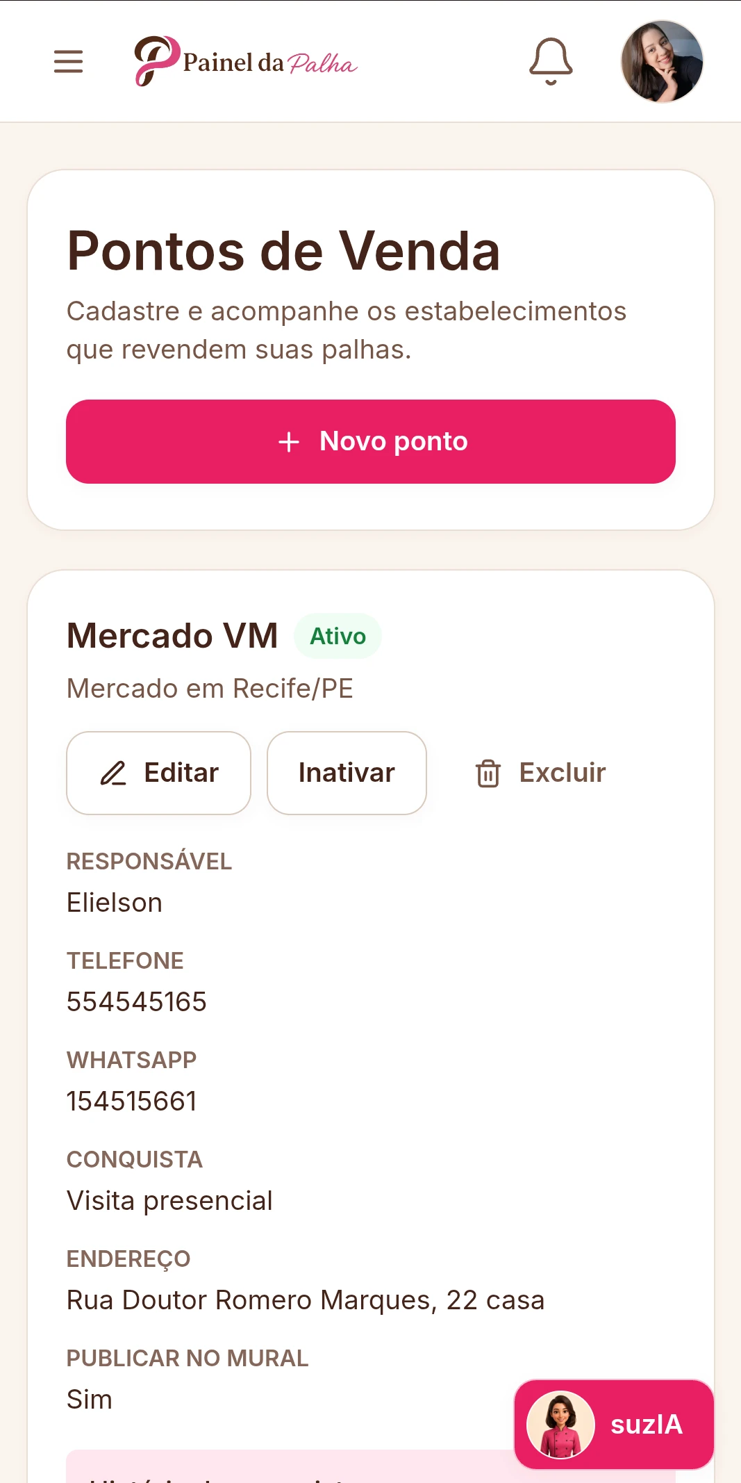 Pontos de venda no celular