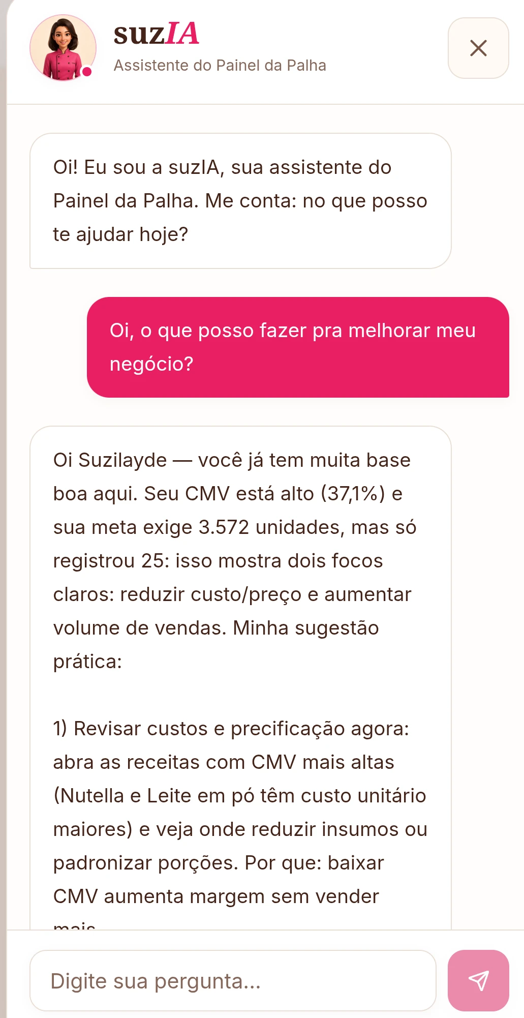 Conversa com a suzIA no celular